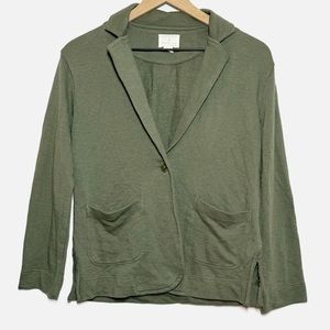 Caslon Nordstrom army green single button cotton blend spring blazer jacket XS P